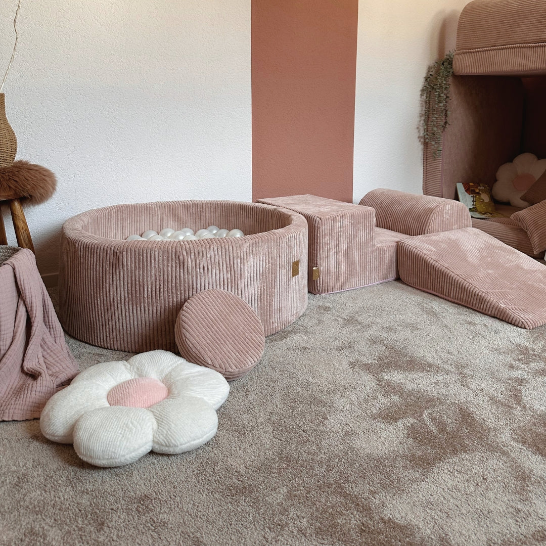 MeowBaby foam play set Aesthetic Cord ecru/beige with ball pit, 200 balls - custom color selection