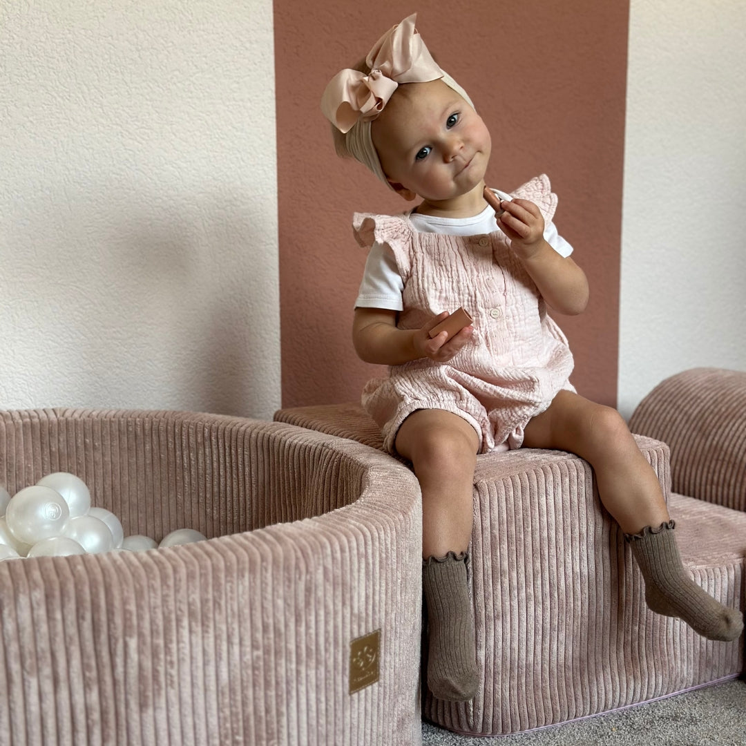 MeowBaby Schaumspielset Ästhetik Cord mit Bällebad, 200 Bälle - eigene Farbauswahl