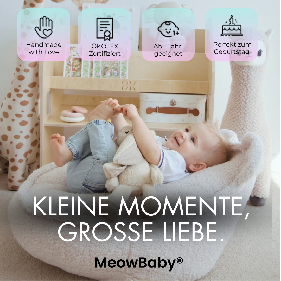 MeowBaby Beanbag Bearly Bear - cream/white