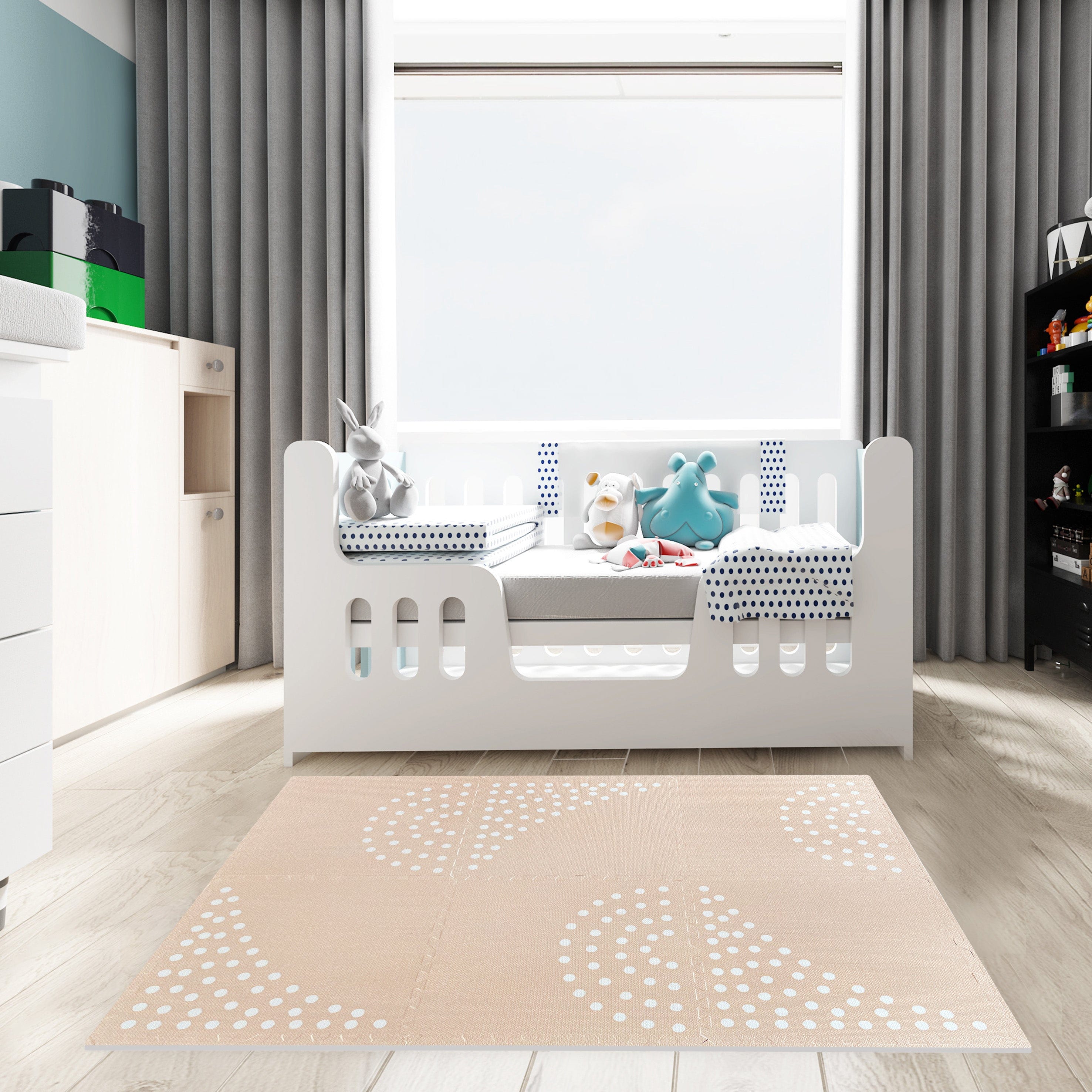 MeowBaby Puzzlematte 120x180 cm, 6 Elemente – beige, gepunktet