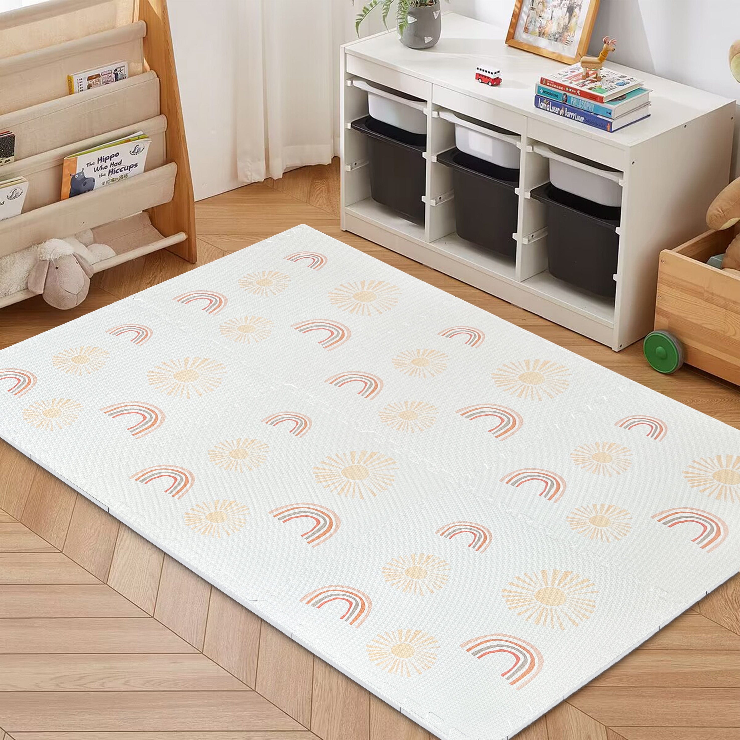 MeowBaby Puzzlematte 120x180 cm, 6 Elemente – Regenbogen creme