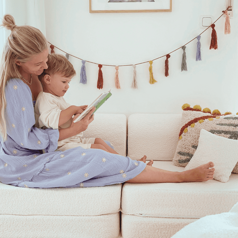 MeowBaby Spielsofa Premium Bouclé - cremé/weiss