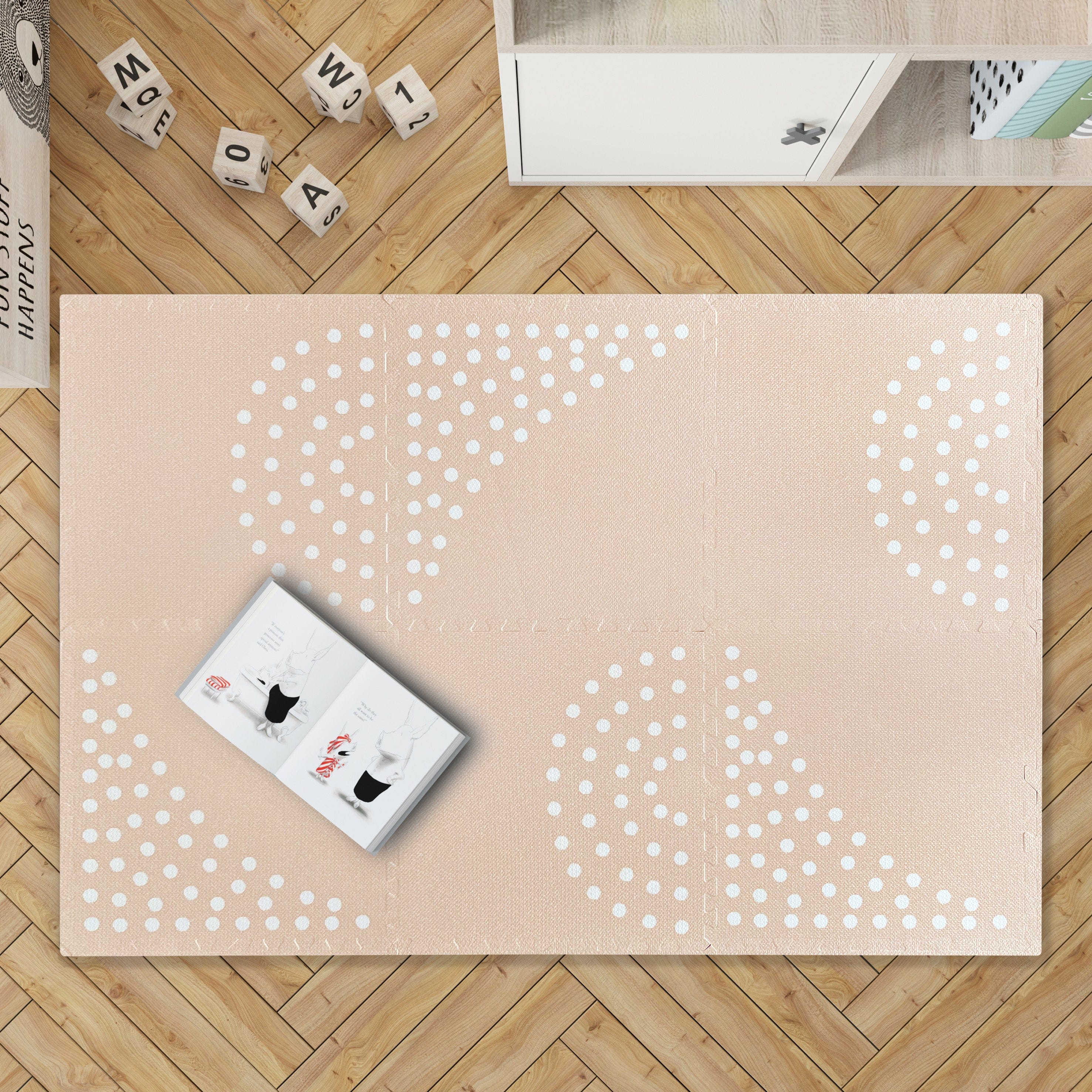 MeowBaby Puzzlematte 120x180 cm, 6 Elemente – beige, gepunktet