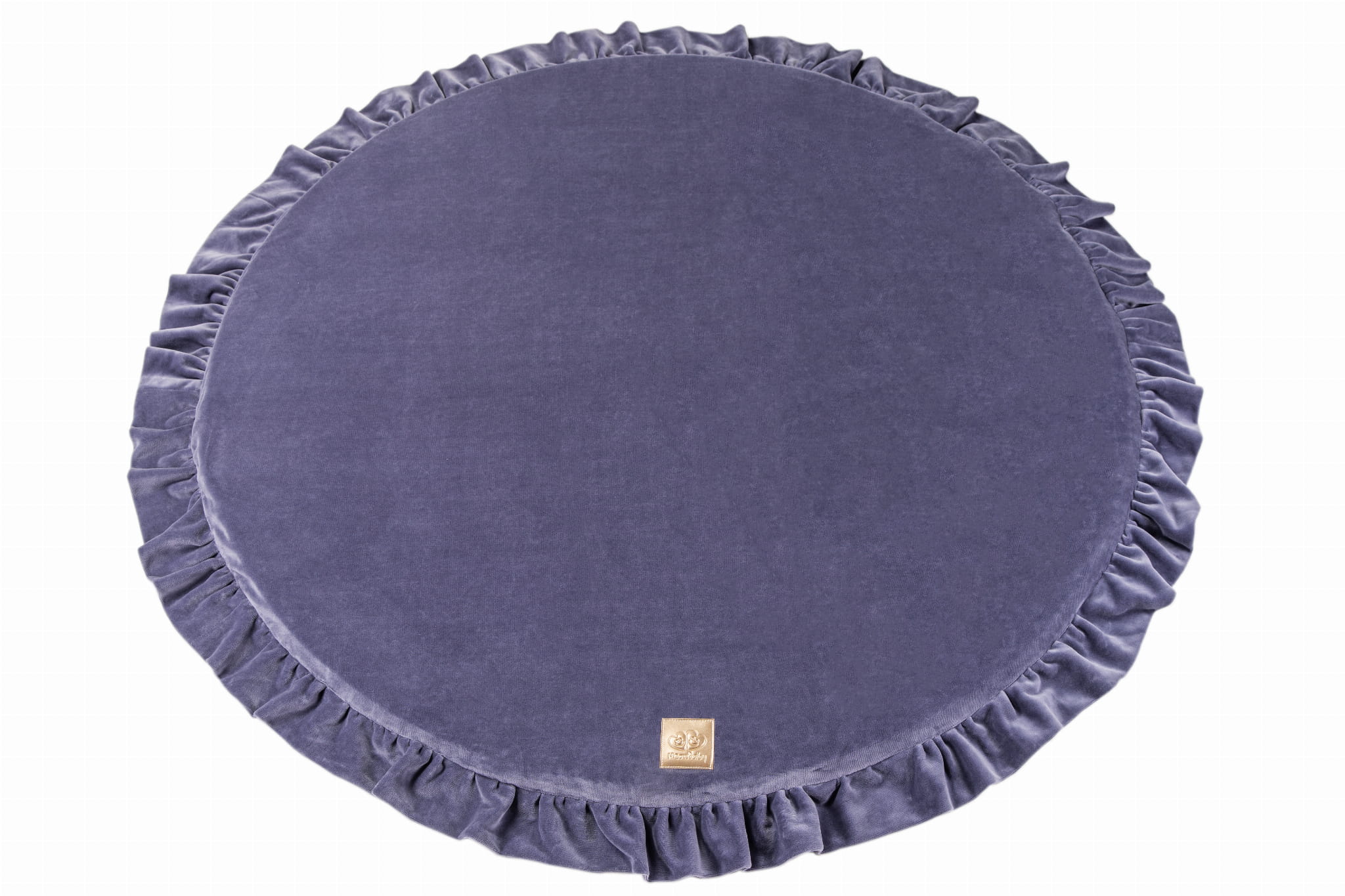 MeowBaby Spielmatte Velvet mit Volant 100cm - Grau-Blau