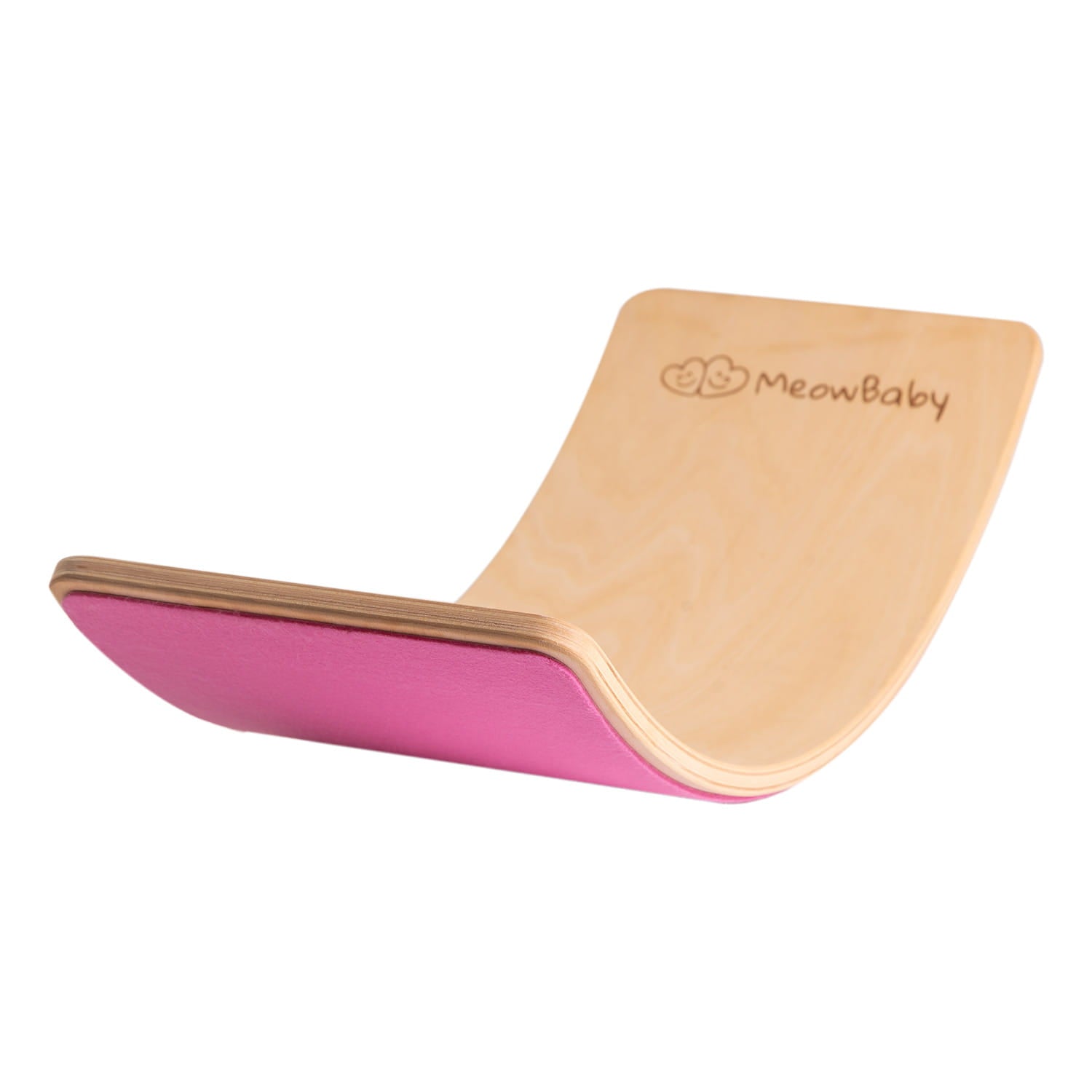 MeowBaby Balanceboard natur für Kinder, 80x30 cm, Filz - rosa