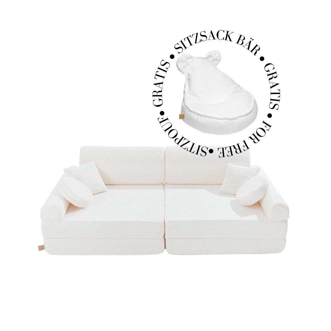 MeowBaby Spielsofa Premium Bouclé - cremé/weiss