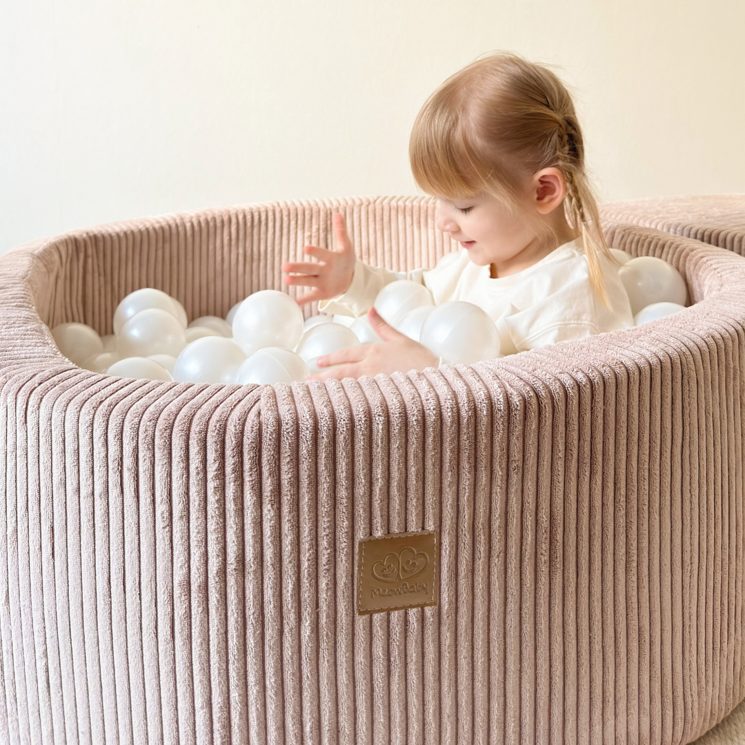 MeowBaby Ball Pit Aesthetic Cord ecru 90x30 cm, 200 balls - custom color selection