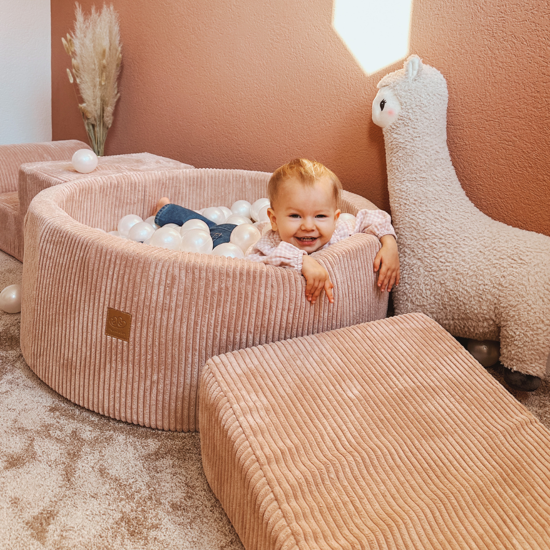 MeowBaby Schaumspielset Ästhetik Cord mit Bällebad, 200 Bälle - eigene Farbauswahl