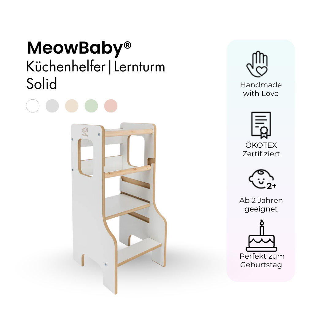 MeowBaby Montessori Küchenhelfer/Lernturm Solid