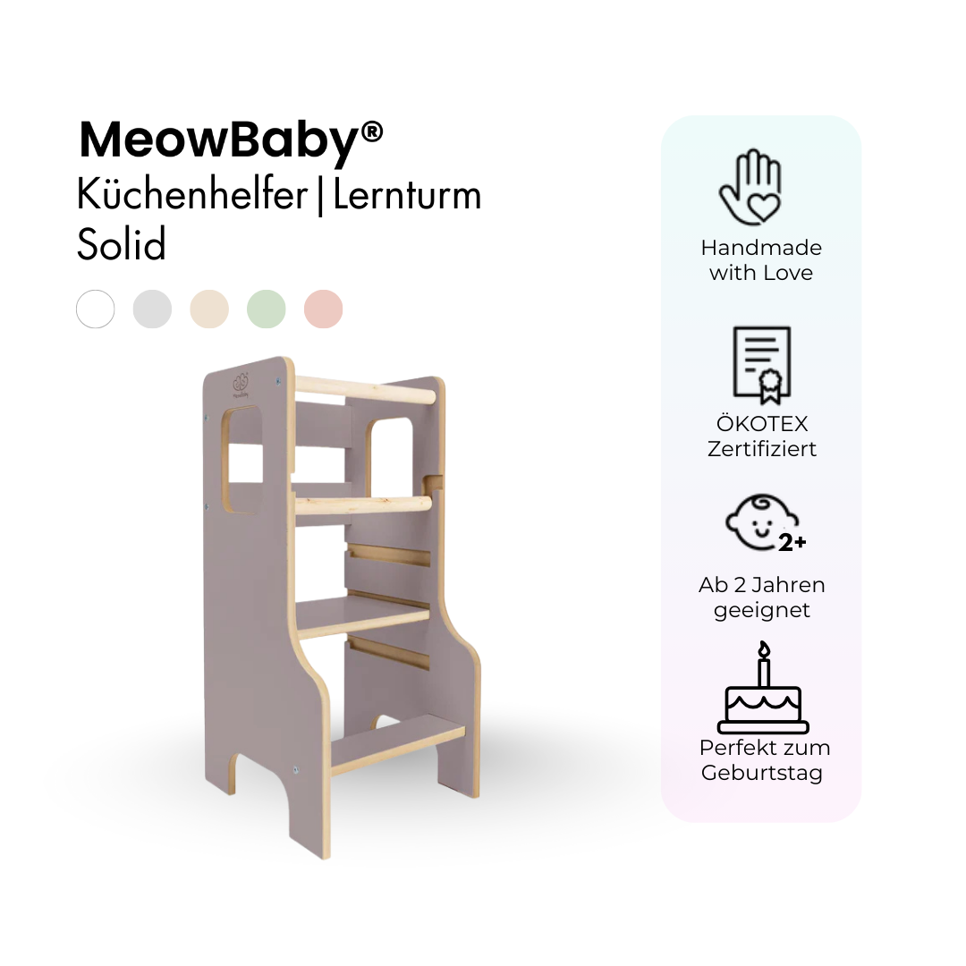 MeowBaby Montessori Küchenhelfer/Lernturm Solid