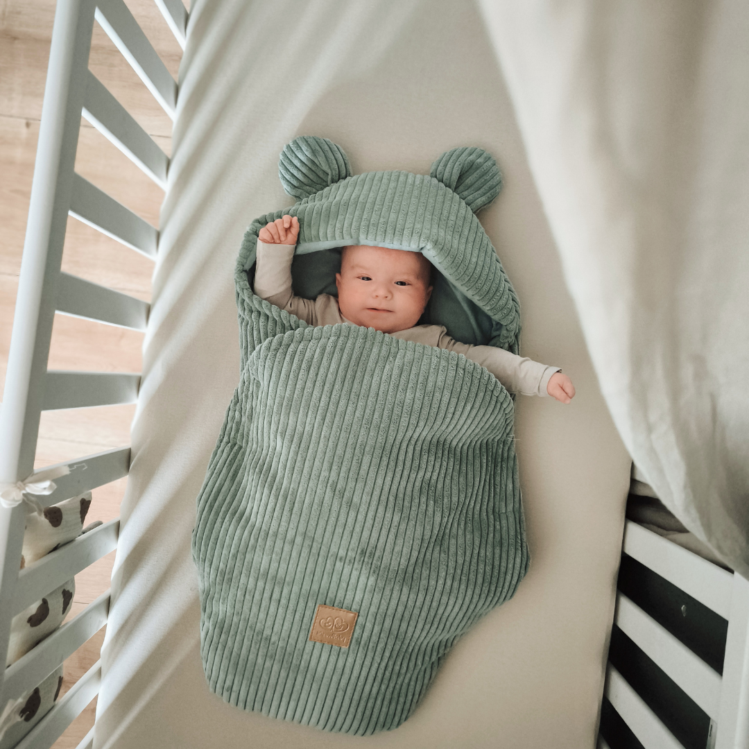 MeowBaby Einschlagdecke Ästhetik Cord mit Bärenohren - Classic Cord Edition