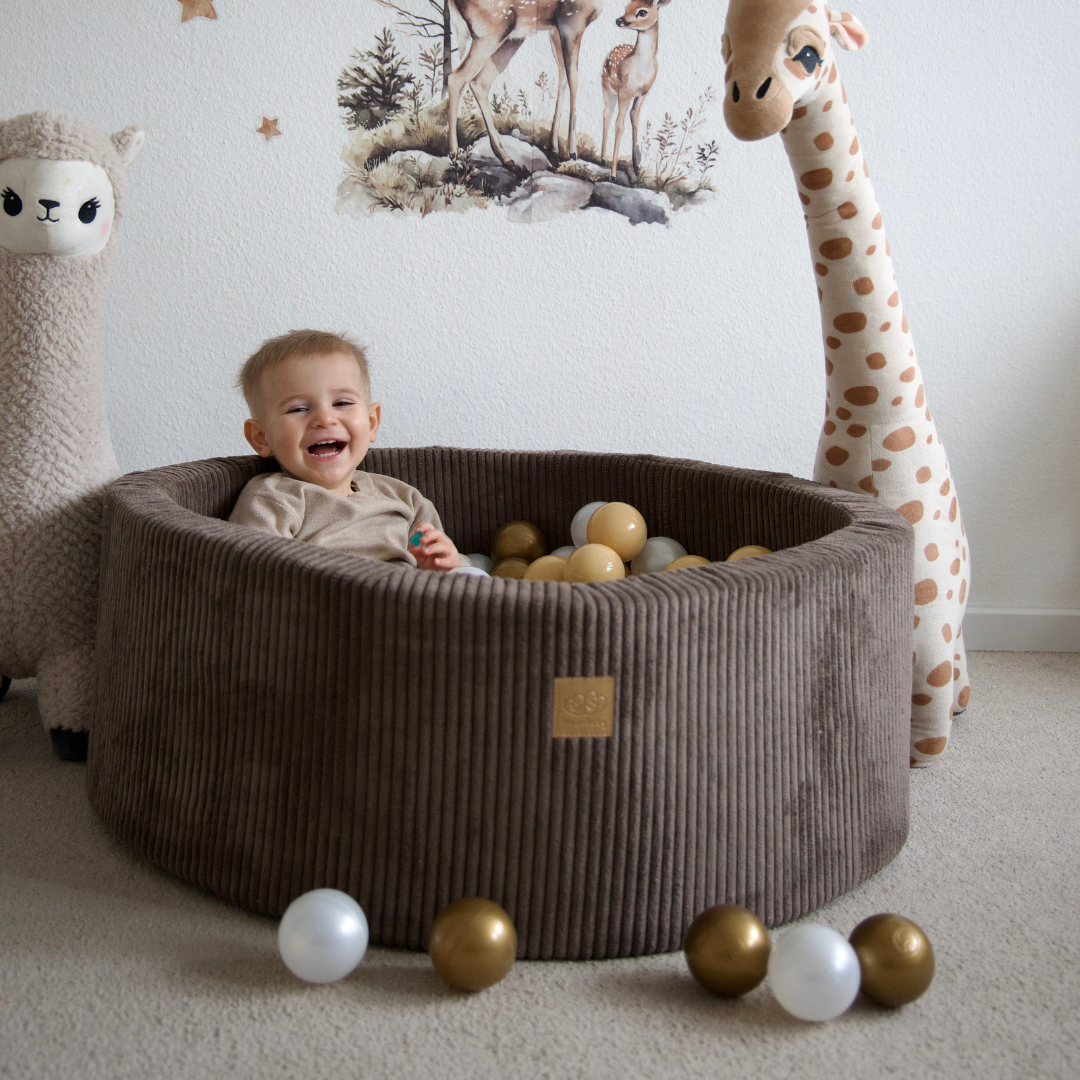 MeowBaby Ball Pit Aesthetic Cord ecru 90x30 cm, 200 balls - custom color selection