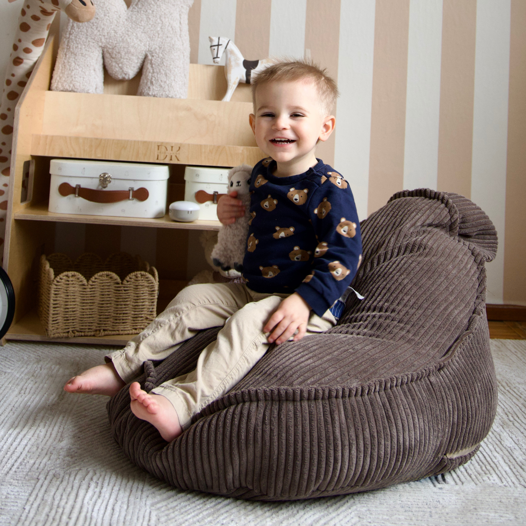 MeowBaby Beanbag Aesthetic Cord Bear - ecru/beige 