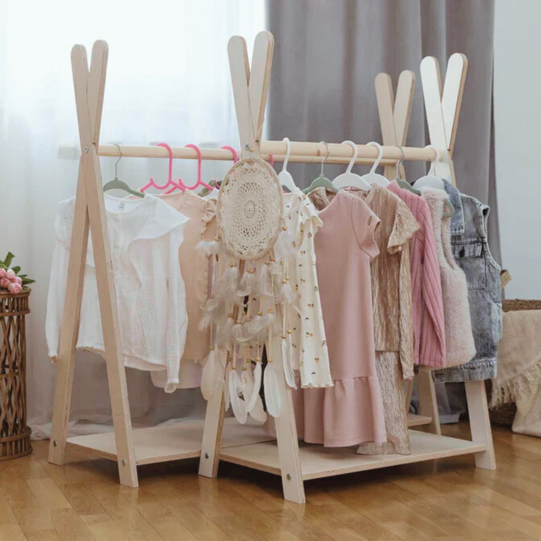 MeowBaby Montessori Tipi Clothes Rack Small - White
