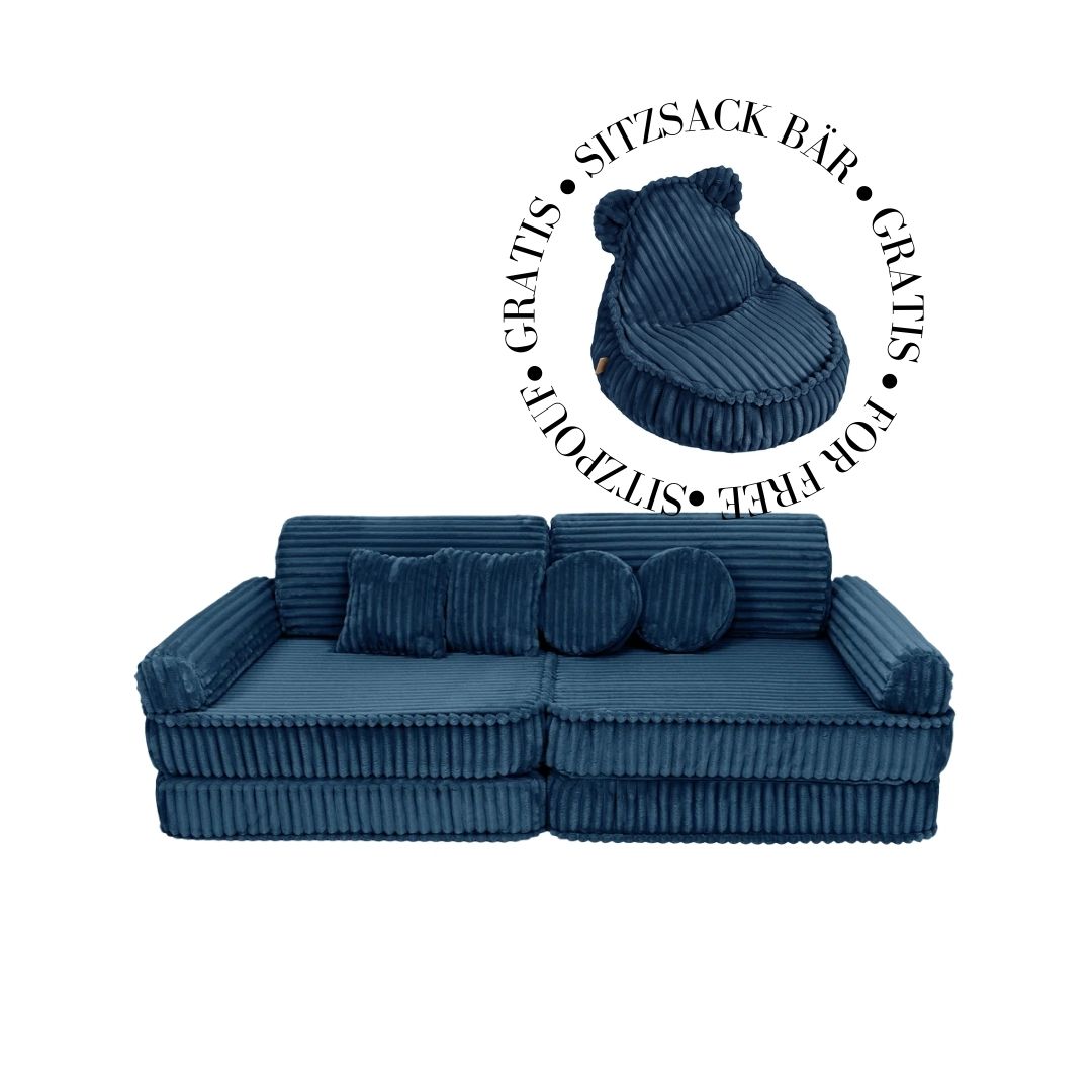 MeowBaby Spielsofa Churros Plüsch-Cord - Midnight Blue