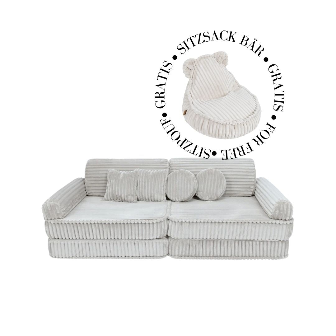 MeowBaby Spielsofa Churros Plüsch-Cord - Cotton Candy White
