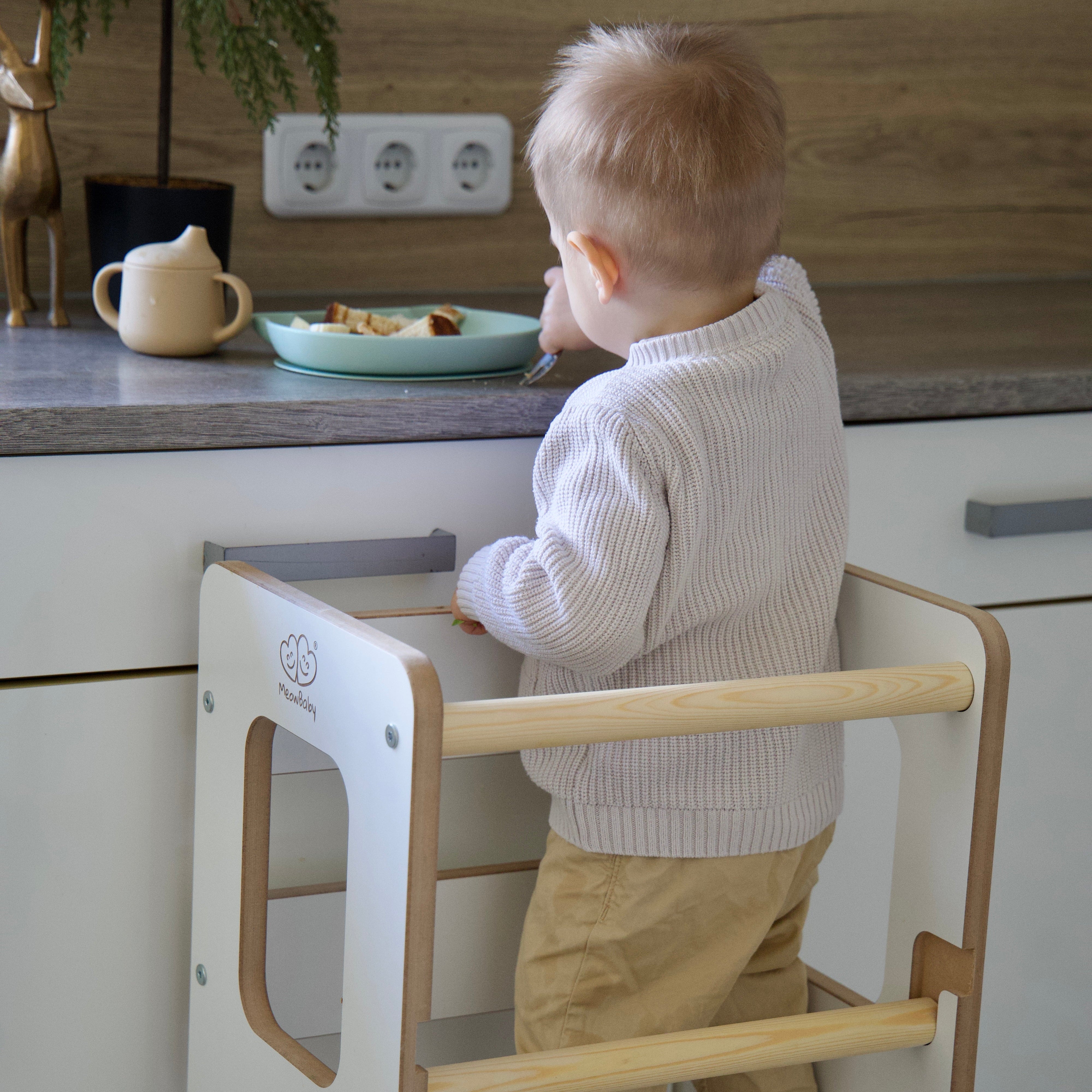MeowBaby Montessori Küchenhelfer/Lernturm Solid