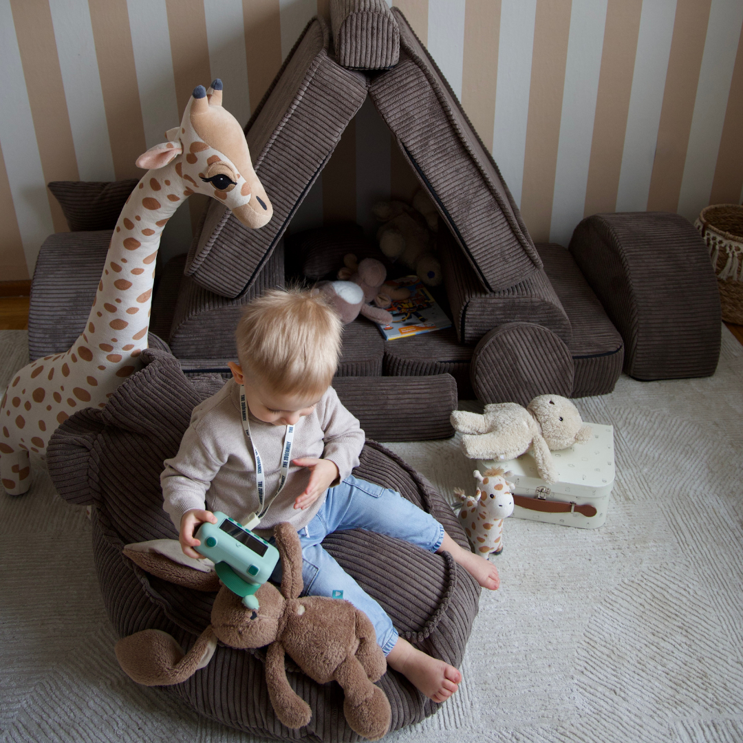 MeowBaby Beanbag Aesthetic Cord Bear - ecru/beige 