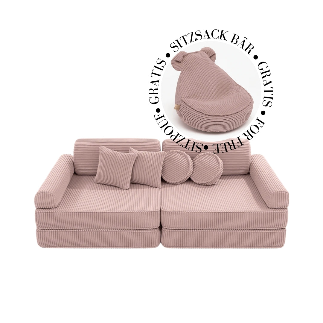 MeowBaby Spielsofa Ästhetik Cord - powder pink