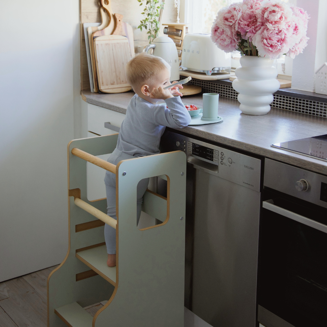 MeowBaby Montessori Küchenhelfer/Lernturm Solid