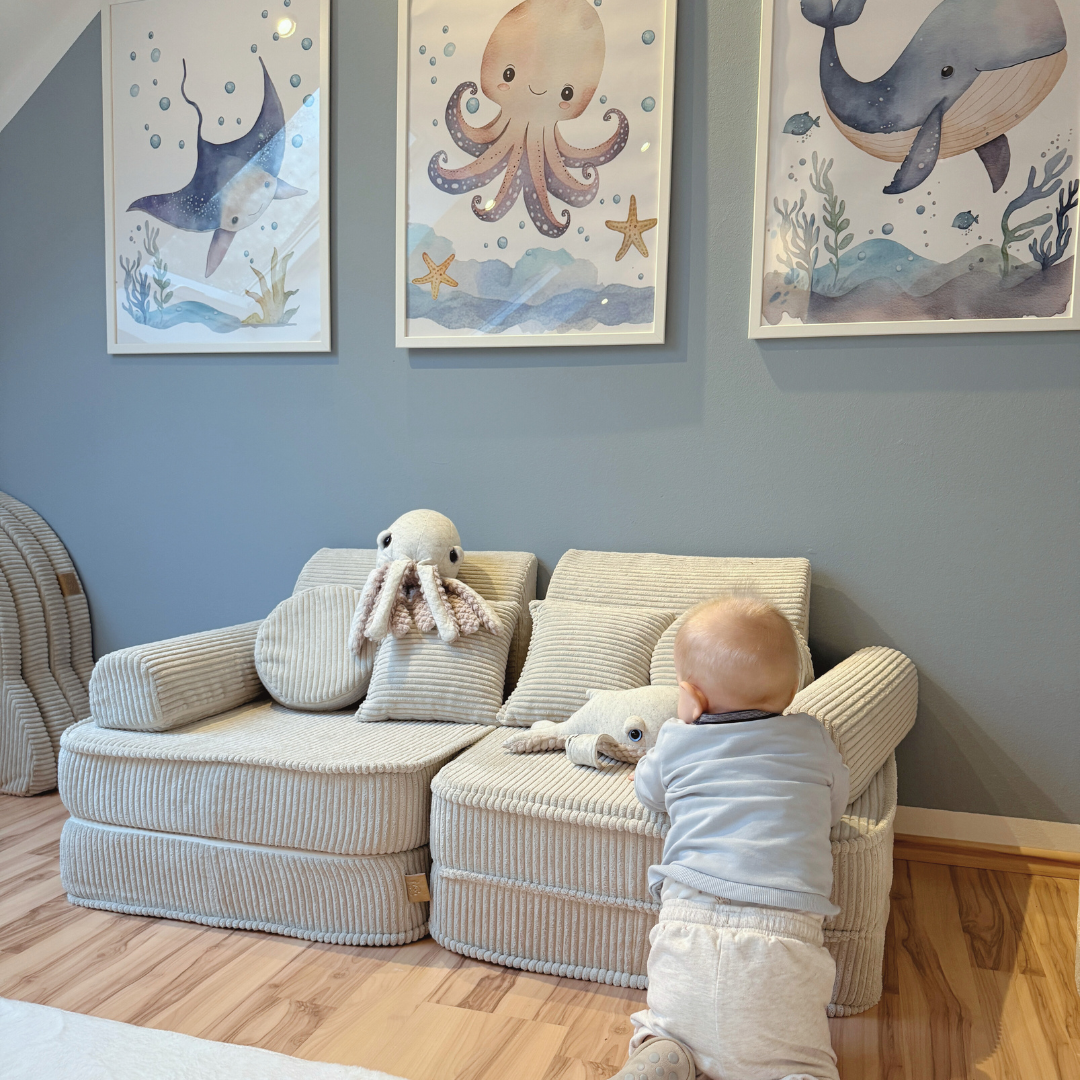 MeowBaby Play Sofa Mini Plus Aesthetic Cord - ecru/beige