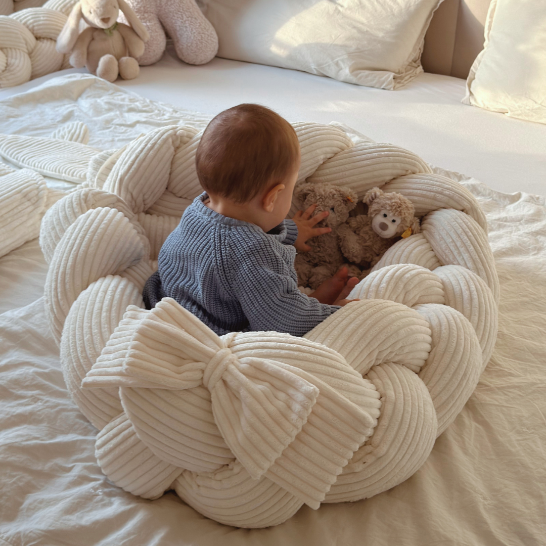 MeowBaby Babynestchen Ästhetik Cord mit geflochtener Bettschlange - Classic Cord Edition