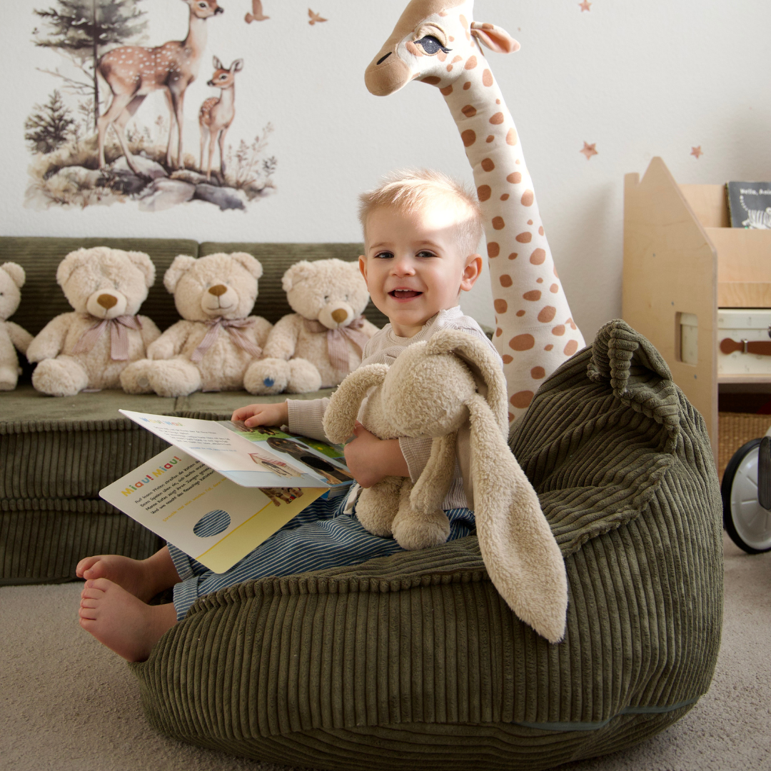 MeowBaby Beanbag Aesthetic Cord Bear - ecru/beige 