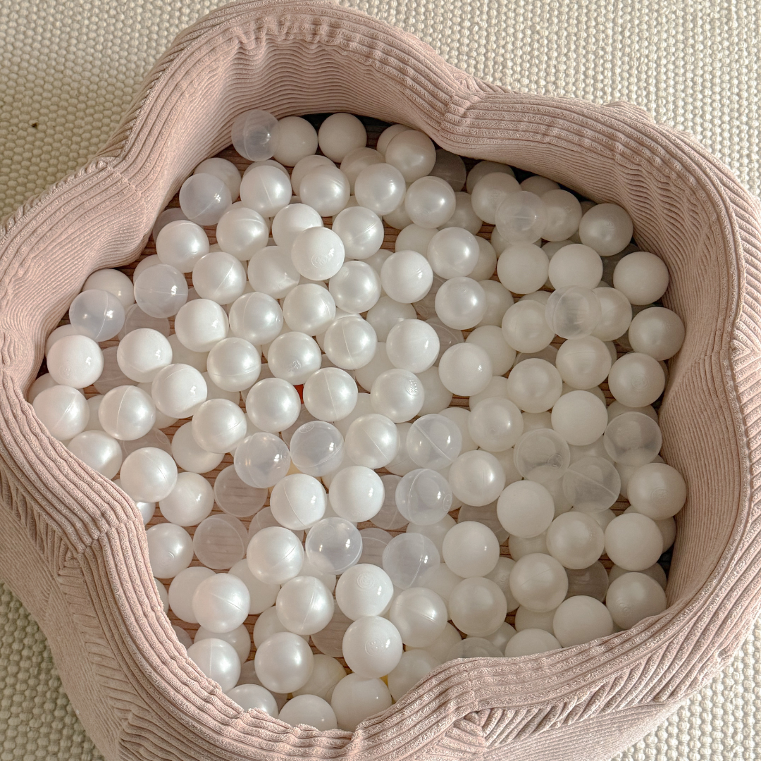 MeowBaby Bällebad Blümchen Ästhetik Cord 103x30 cm, 200 Bälle - eigene Farbauswahl