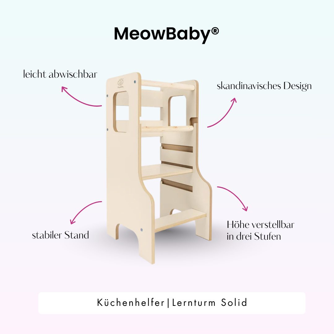 MeowBaby Montessori Küchenhelfer/Lernturm Solid