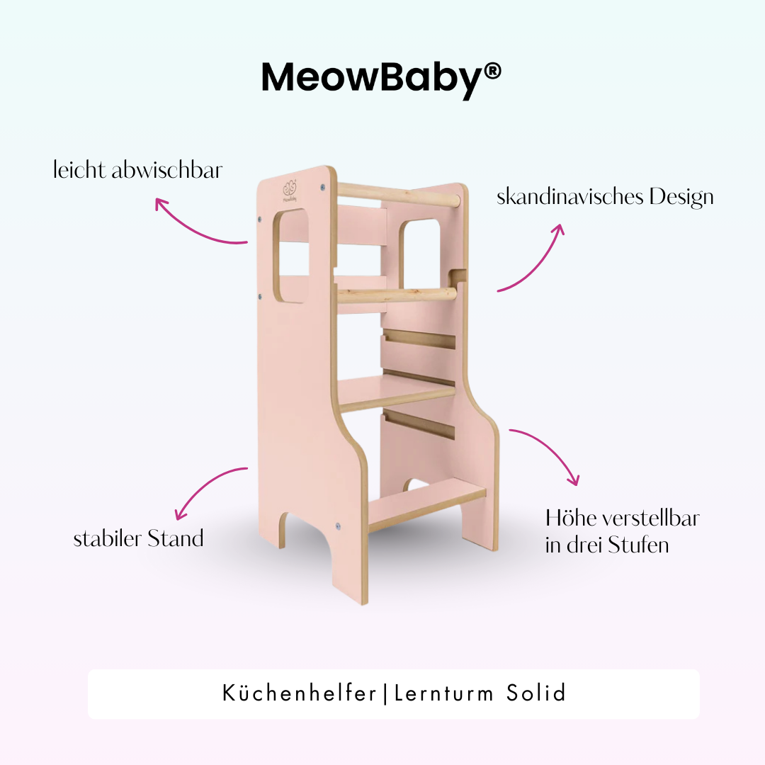 MeowBaby Montessori Küchenhelfer/Lernturm Solid