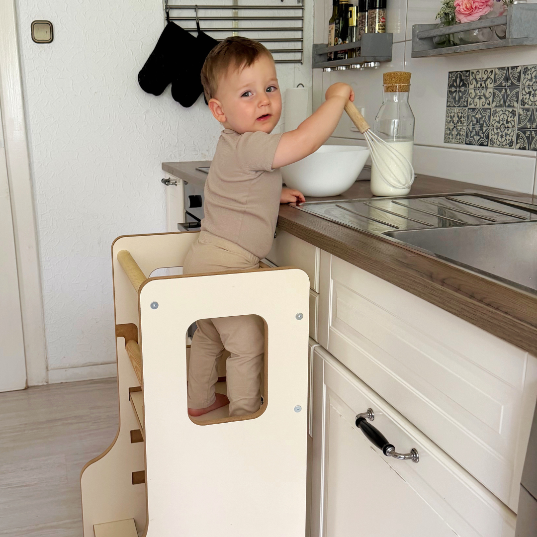 MeowBaby Montessori Küchenhelfer/Lernturm Solid
