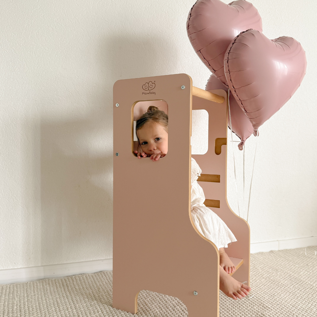 MeowBaby Montessori Küchenhelfer/Lernturm Solid