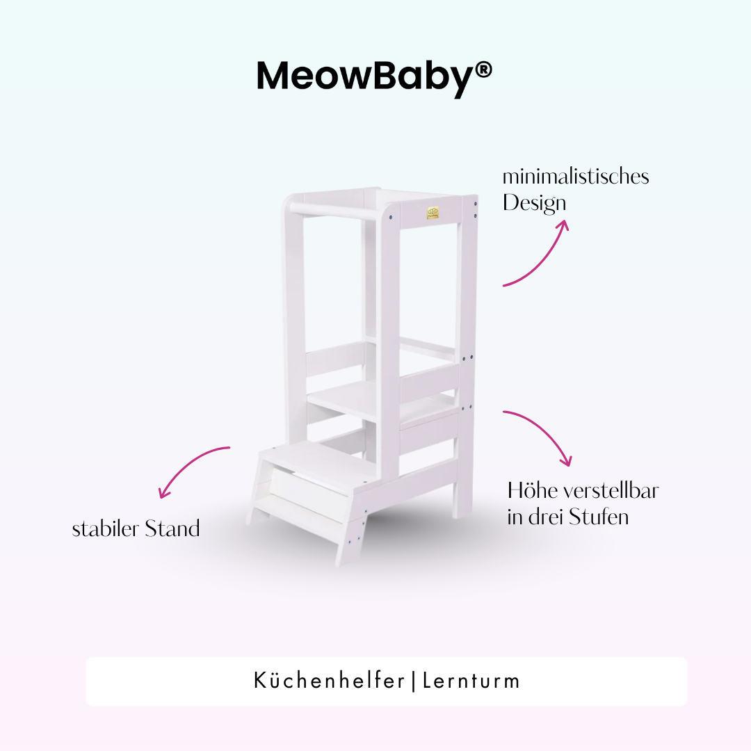 MeowBaby Learning Tower/Kitchen Helper - Natural Wood