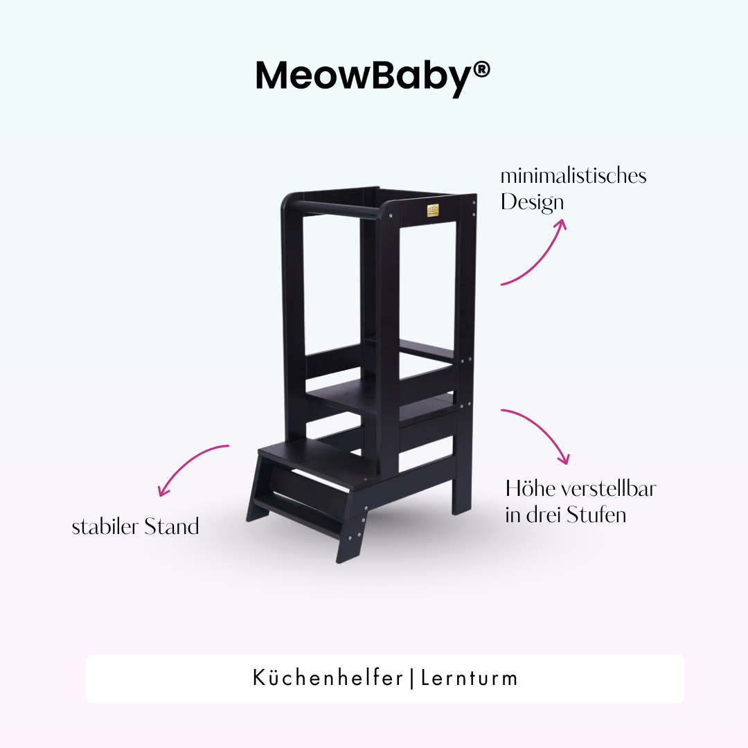 MeowBaby Learning Tower/Kitchen Helper - Natural Wood