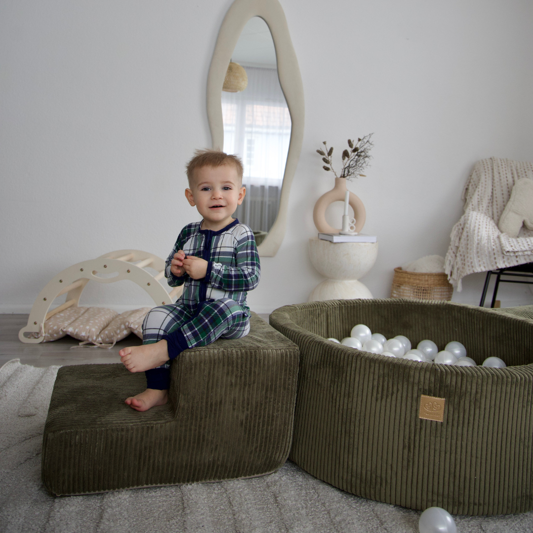 MeowBaby foam play set Aesthetic Cord ecru/beige with ball pit, 200 balls - custom color selection