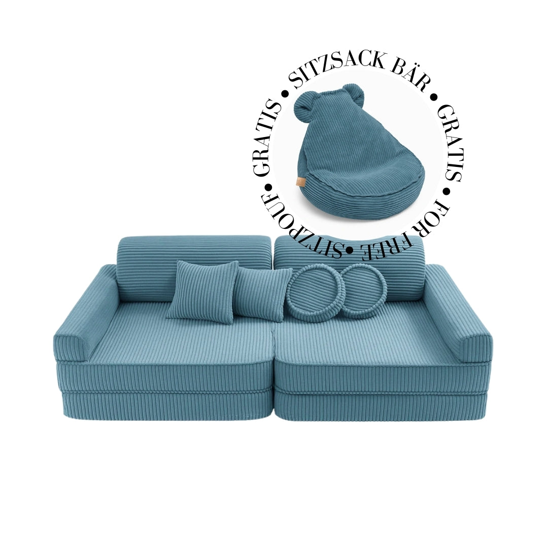 MeowBaby Spielsofa Ästhetik Cord - türkis