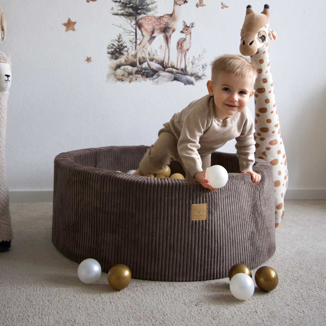 MeowBaby Ball Pit Aesthetic Cord ecru 90x30 cm, 200 balls - custom color selection