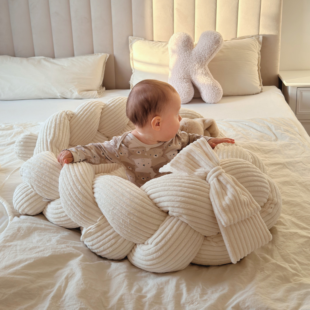 MeowBaby Babynestchen Ästhetik Cord mit geflochtener Bettschlange - Classic Cord Edition