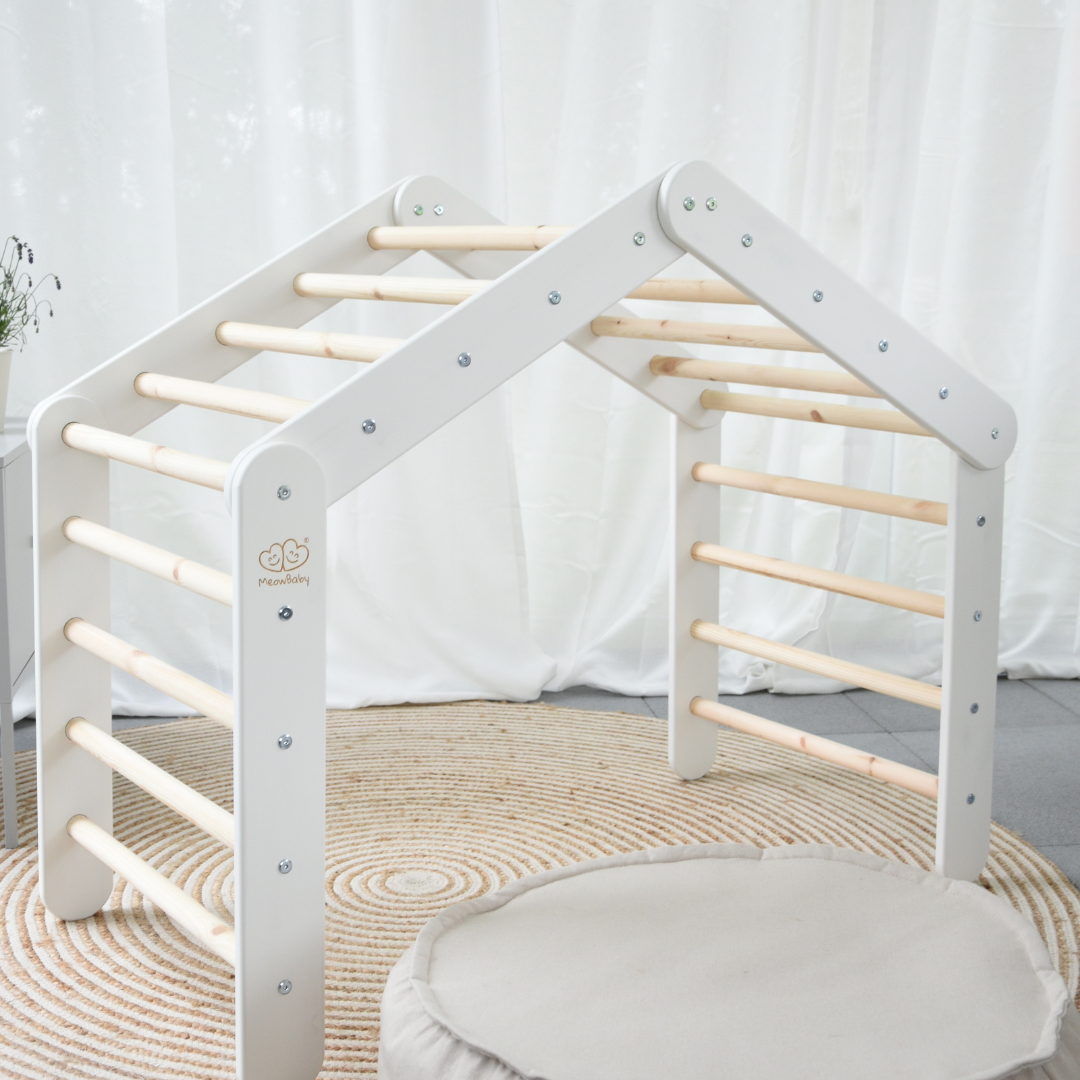 MeowBaby großes Kletterdreieck 112x61x94 cm Pikler für Kinder Montessori
