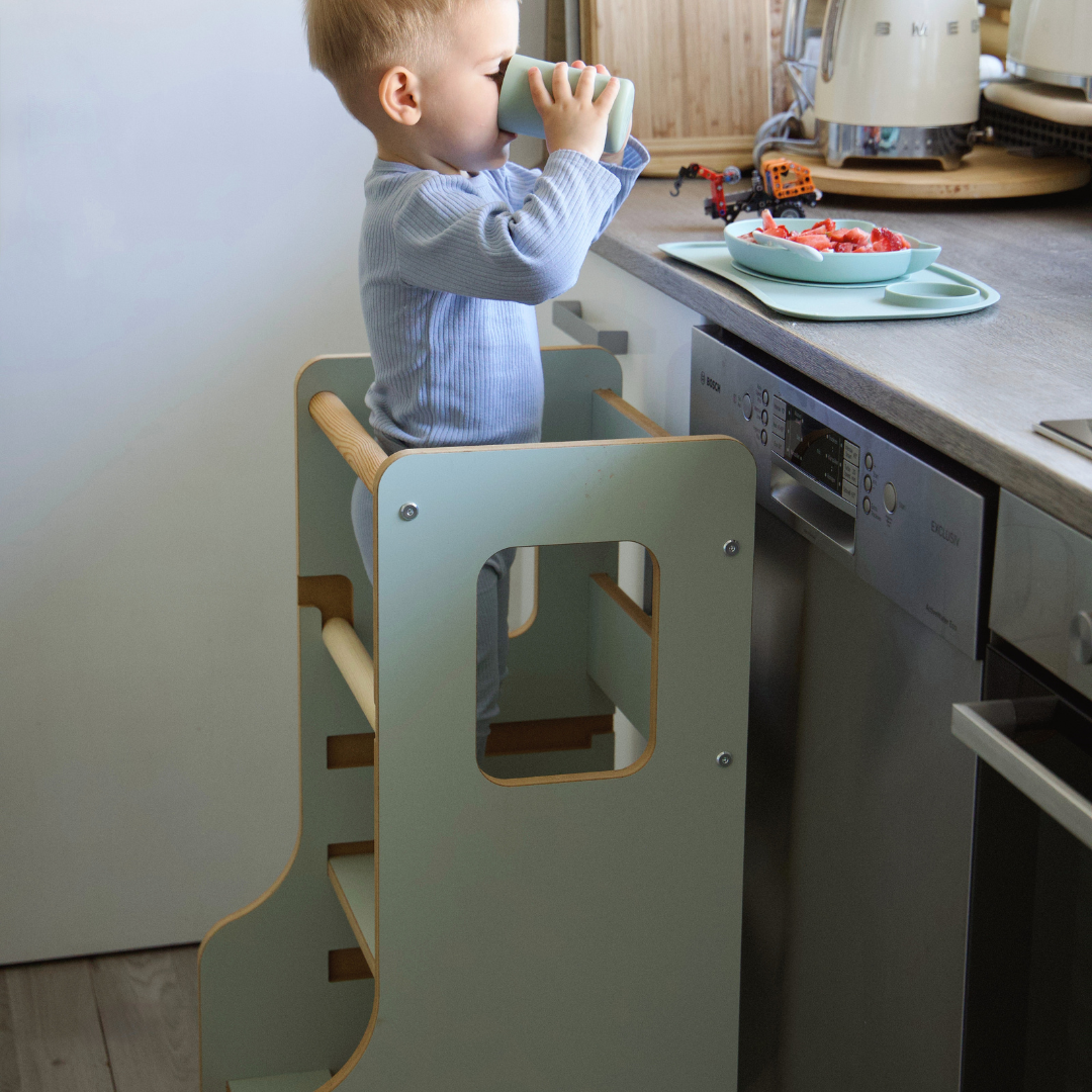 MeowBaby Montessori Küchenhelfer/Lernturm Solid