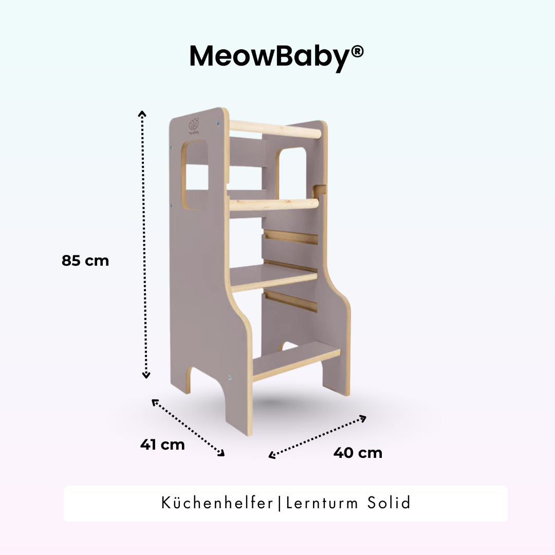 MeowBaby Montessori Küchenhelfer/Lernturm Solid