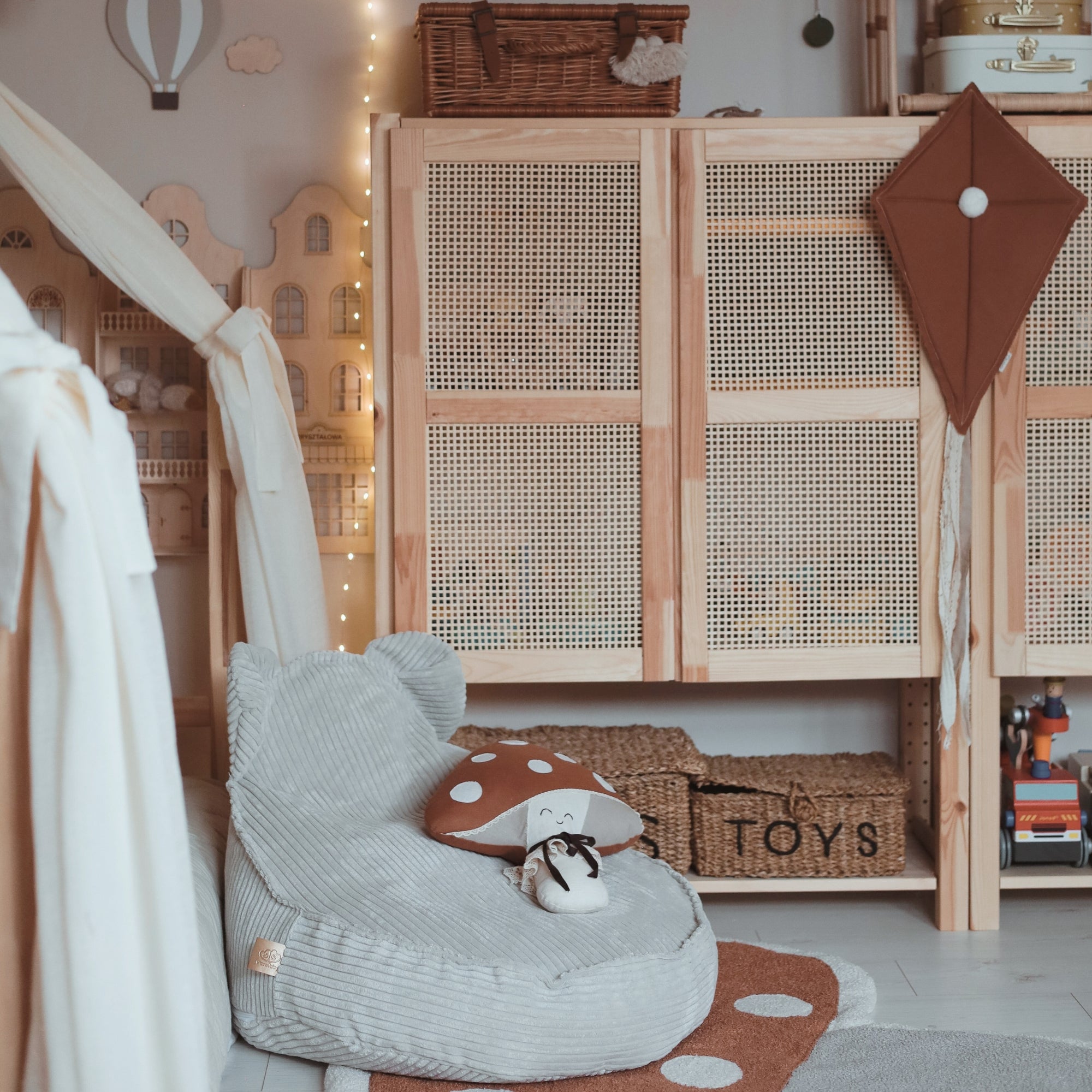 MeowBaby Beanbag Aesthetic Cord Bear - ecru/beige 