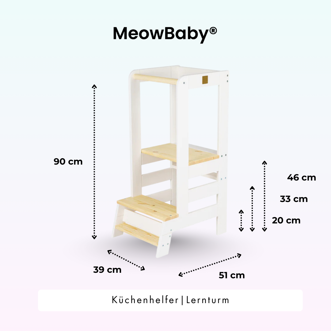 MeowBaby Learning Tower/Kitchen Helper - Natural Wood