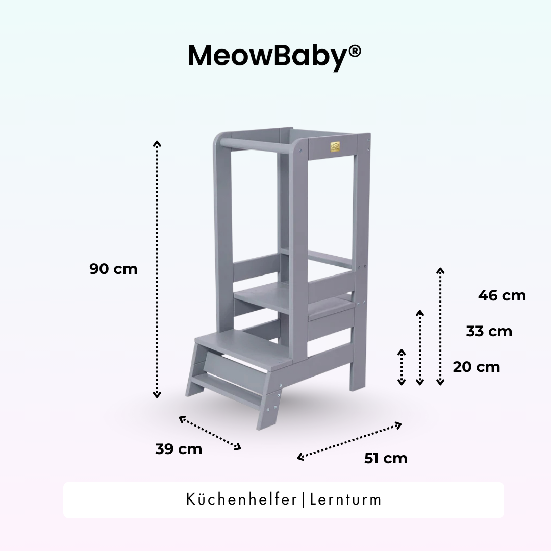 MeowBaby Learning Tower/Kitchen Helper - Natural Wood