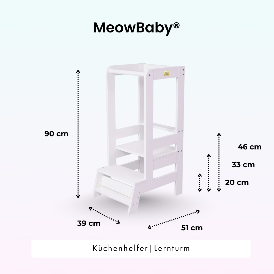 MeowBaby Learning Tower/Kitchen Helper - Natural Wood