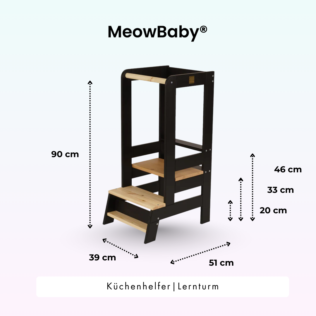 MeowBaby Learning Tower/Kitchen Helper - Natural Wood