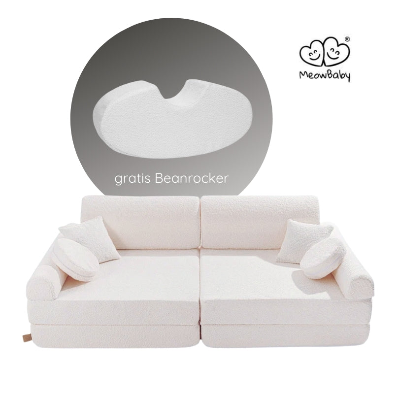 MeowBaby Spielsofa Premium Bouclé - cremé/weiss