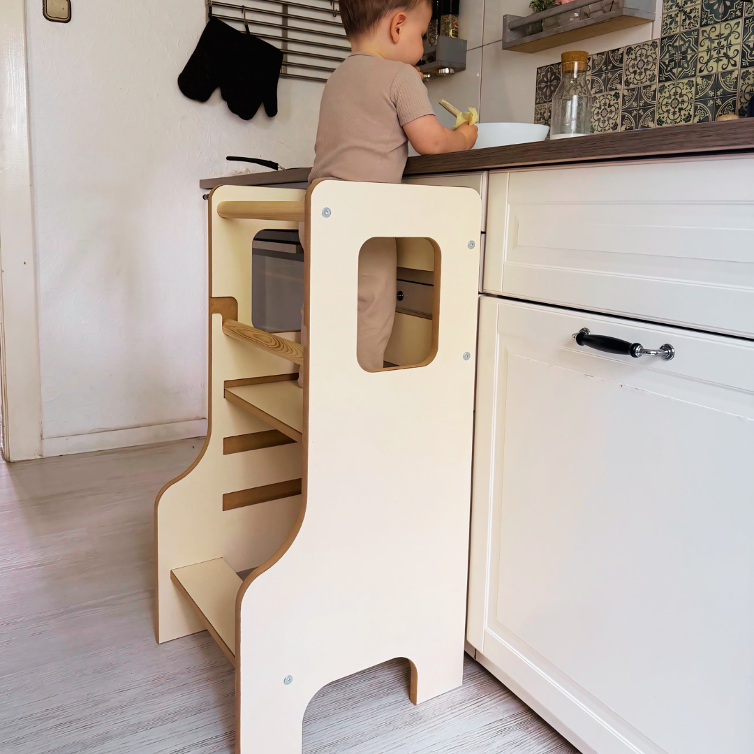 MeowBaby Montessori Küchenhelfer/Lernturm Solid