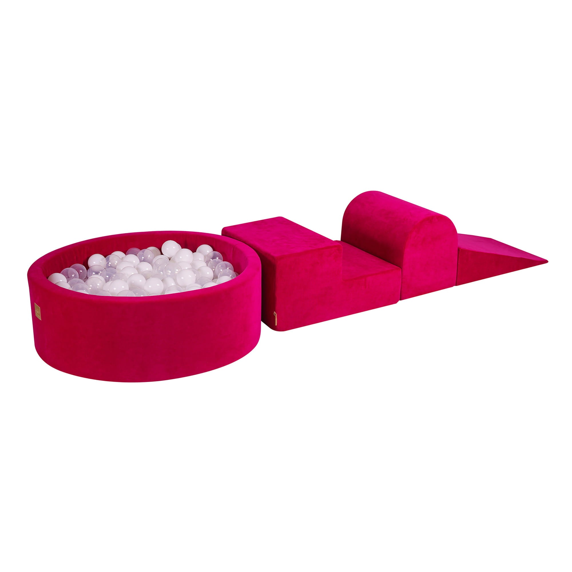 MeowBaby Schaumspielset Velvet magenta mit Bällebad, 200 Bälle - Weiss/Transparent