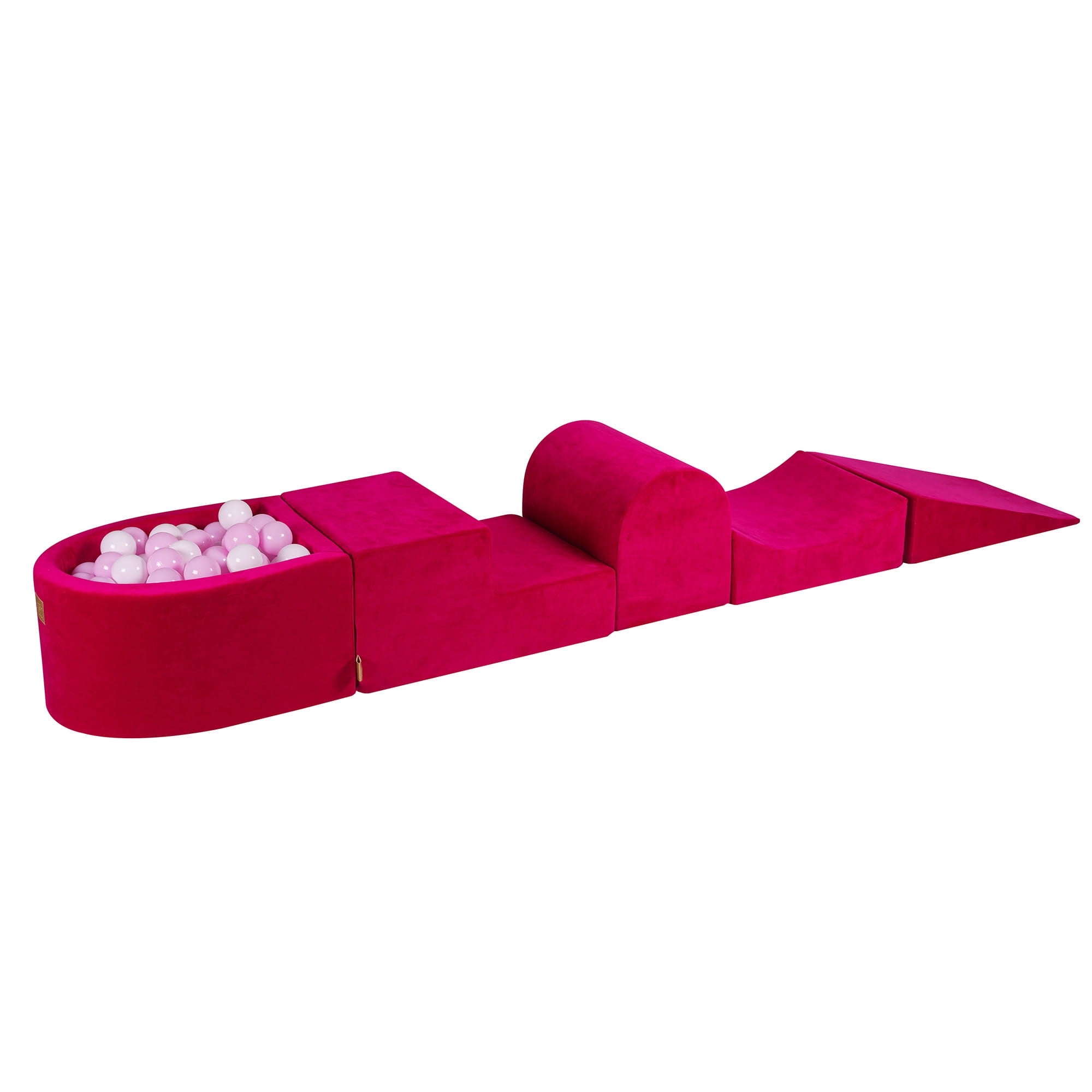 MeowBaby Schaumspielset Velvet magenta mit Bällebad, 100 Bälle - Weiss/Pastellrosa